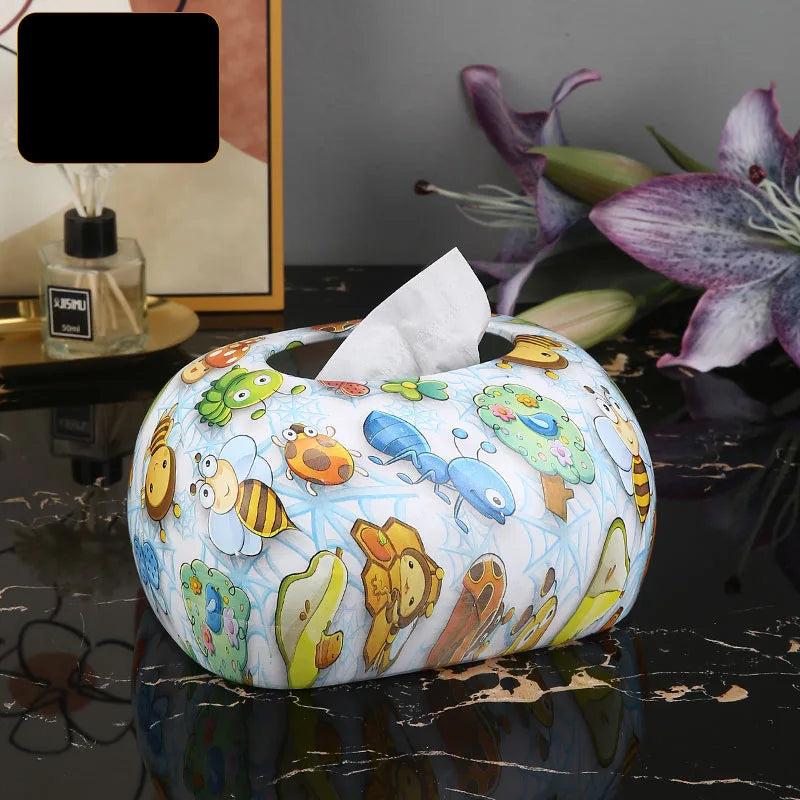 Blue and White Porcelain Tissue Box by Afralia™: Ceramic Desk Decor & Paper Towel Case