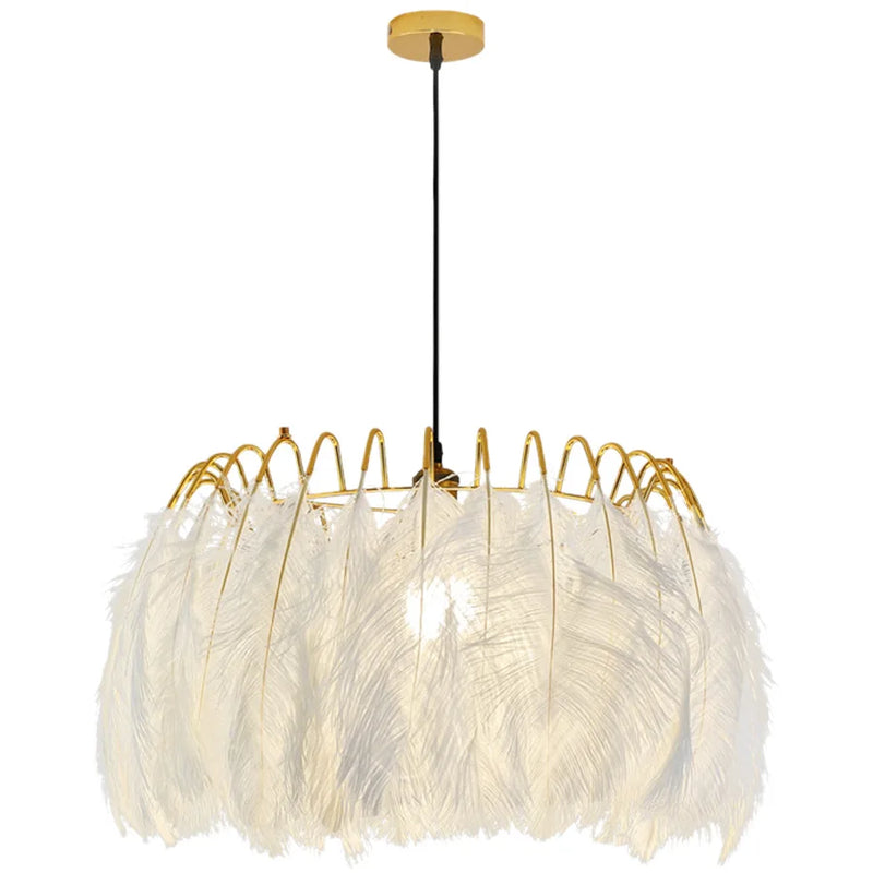 Afralia™ Feather Pendant Lamp: Modern Nordic LED Hanging Light for Warm & Romantic Interior