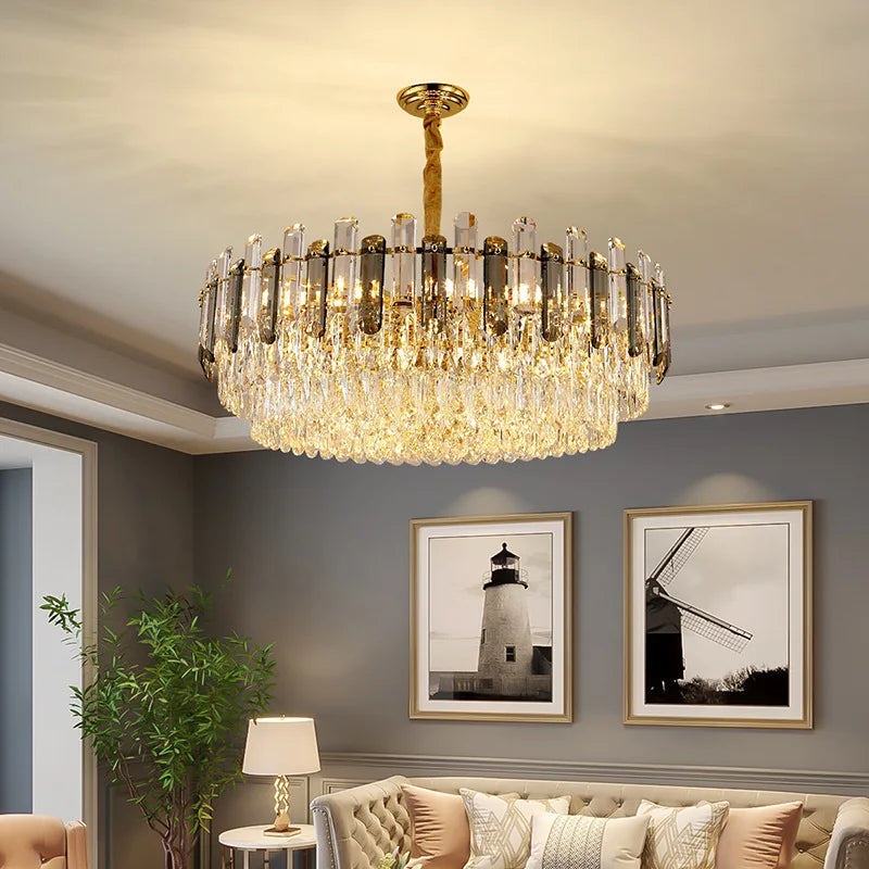 Afralia™ K9 Crystal Modern Ceiling Chandelier for Living Room Lighting Fixture