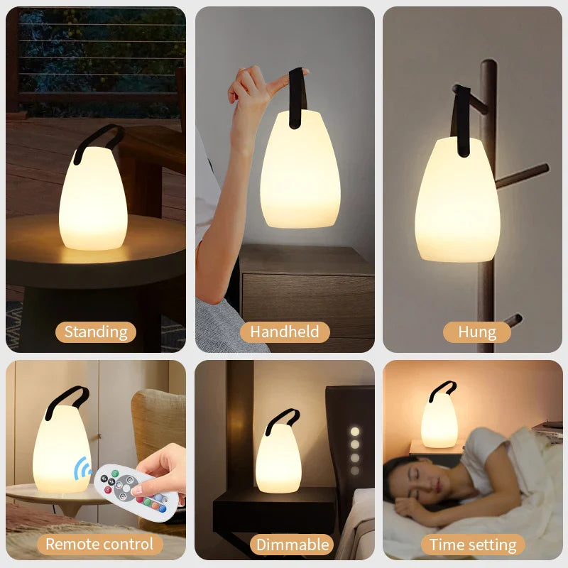 Afralia™ Portable LED Night Light with Remote Control for Household, Camping, and Atmosphere