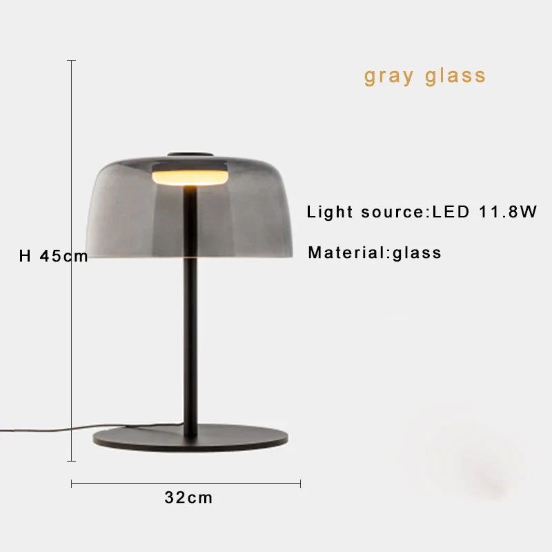 Afralia™ Glass Mushroom Table Lamp Luxury Minimalist Desk Light Nightstand Decor