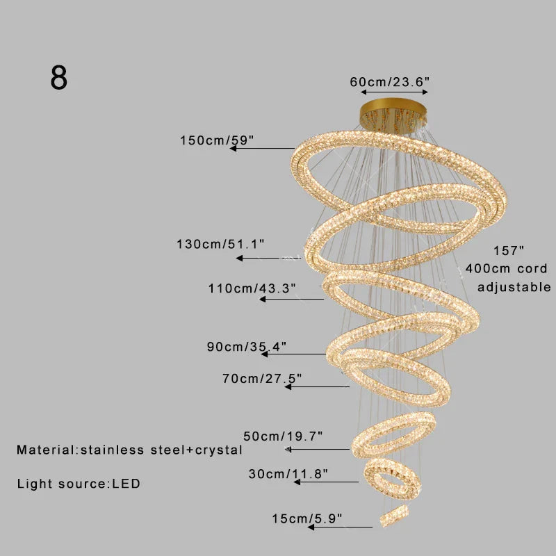 Afralia™ Crystal Ring Chandelier - Color Changing LED Modern Luxury Hanging Lamp