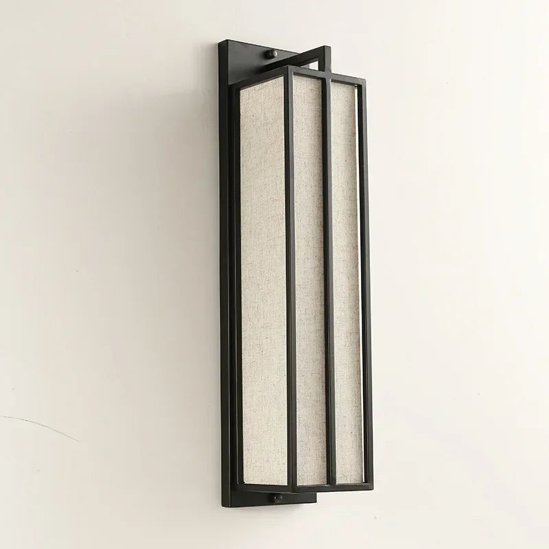 Afralia™ Chinese Style Iron Art Wall Lamp with Linen Cloth Cover