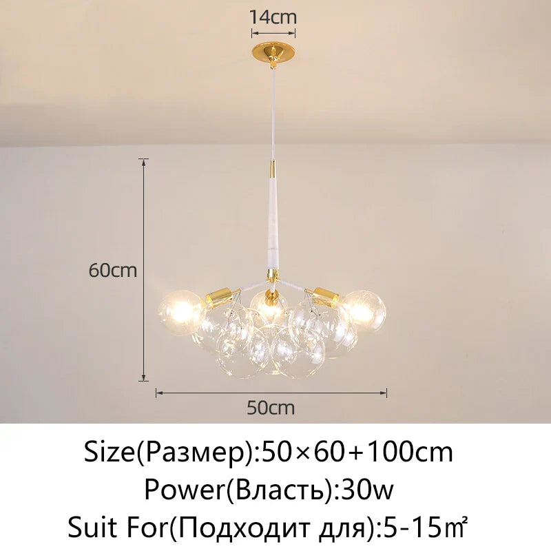 Nordic Glass Chandelier Ceiling Pendant Light by Afralia™. Luxe Home Decor Fixture for Living Room and Bedroom.