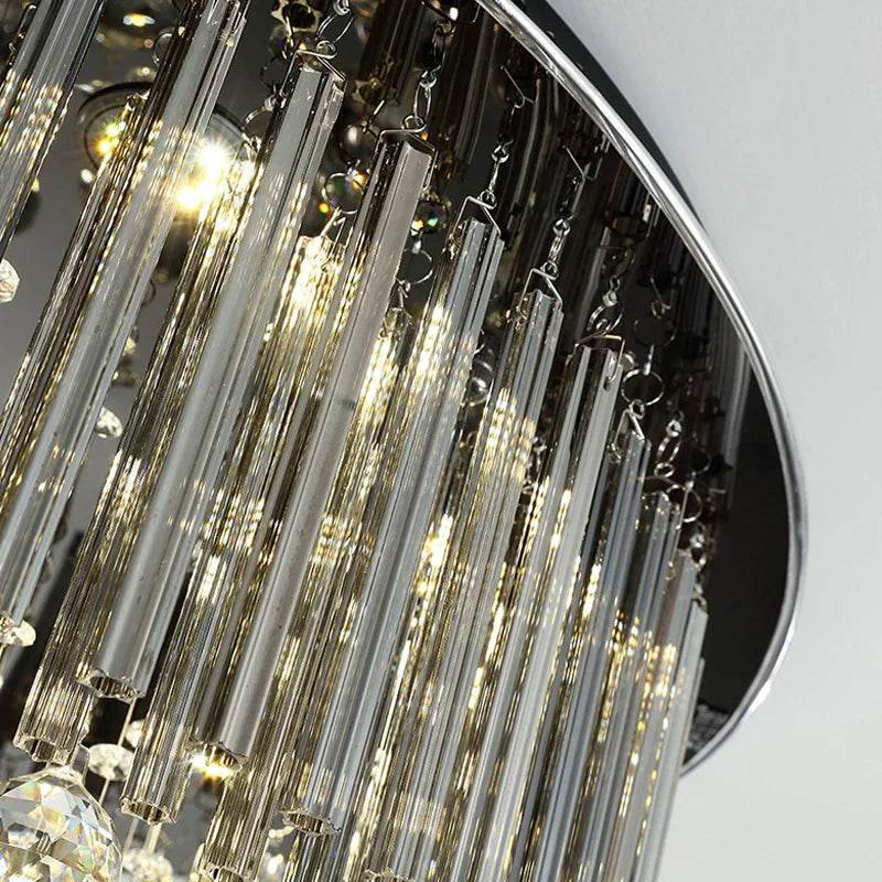 Afralia™ Luxury Crystal Ceiling Lamp: Modern Elevated Round Hanging Lighting for Home