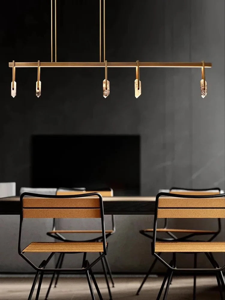 Afralia™ Bronze LED Crystal Hanging Lamp Luxury Fixture for Living Room