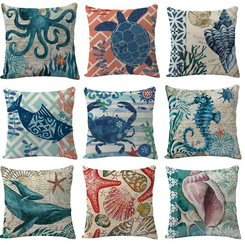 Afralia™ Coastal Cushion Cover - Sea Theme Decorative Sofa Pillowcase