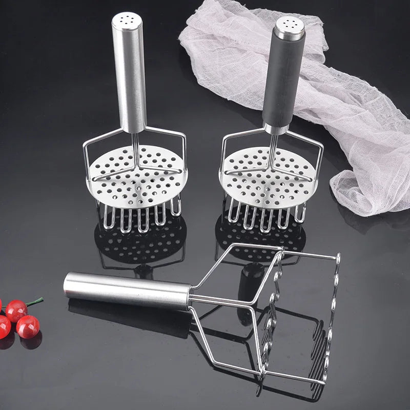 Afralia™ Double-layer Stainless Steel Potato Masher & Food Crusher for Kitchen Vegetable Fruit