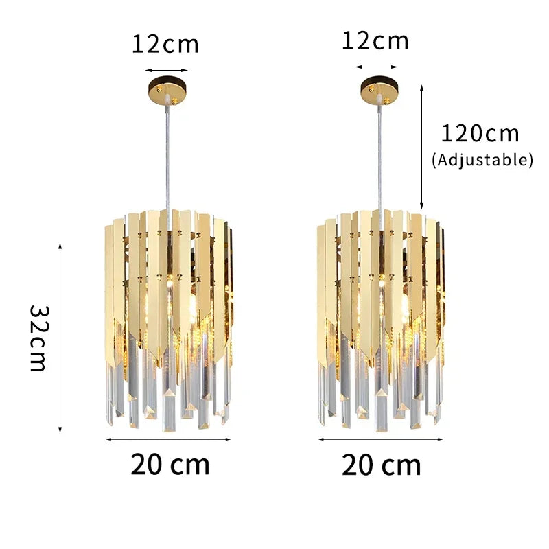Afralia™ Gold K9 Crystal LED Chandelier for Living Room Kitchen Dining Bedroom