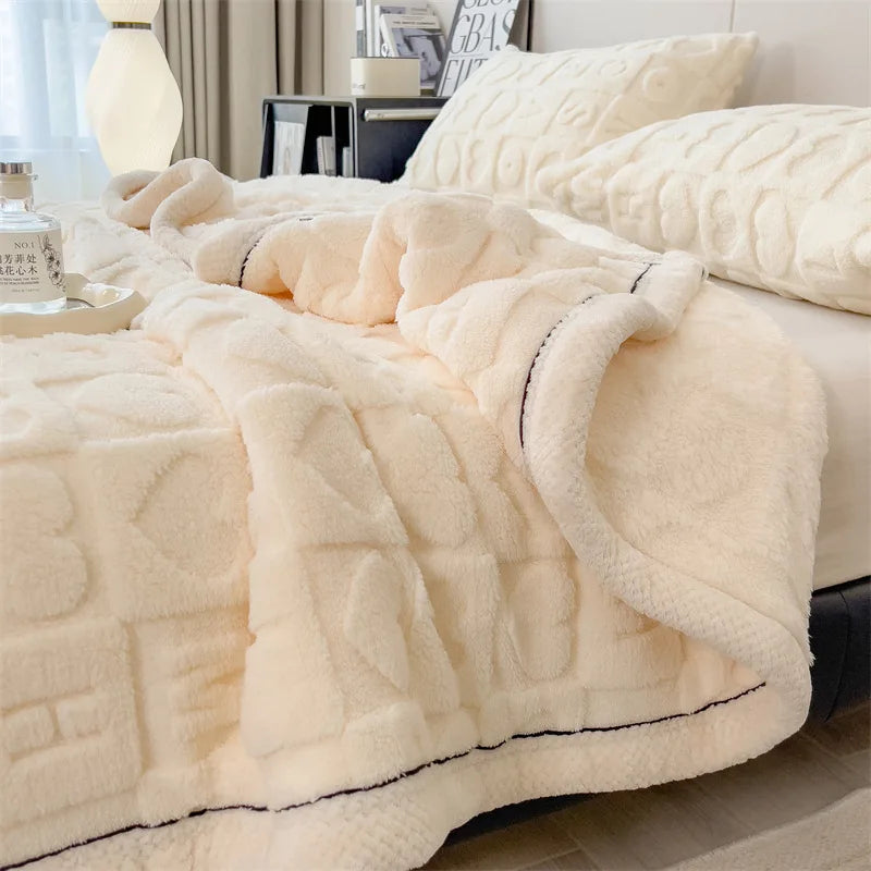 Afralia™ Luxe Taffeta Velvet Carved Blanket: Double-Sided Plush for All Seasons