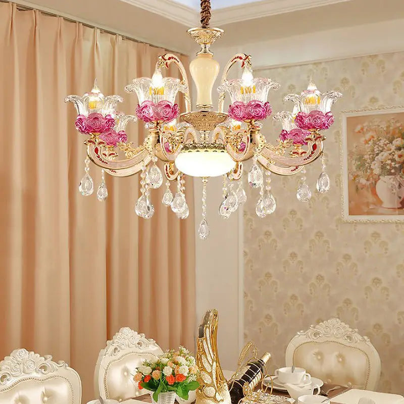 Afralia™ Flower Candle Villa Chandelier for Luxury Living and Dining Rooms