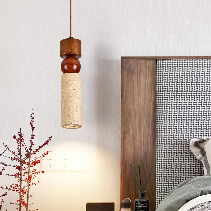 Afralia™ Columnar Stone LED Pendant Lamp - Yellow Travertine - Nordic Minimalism