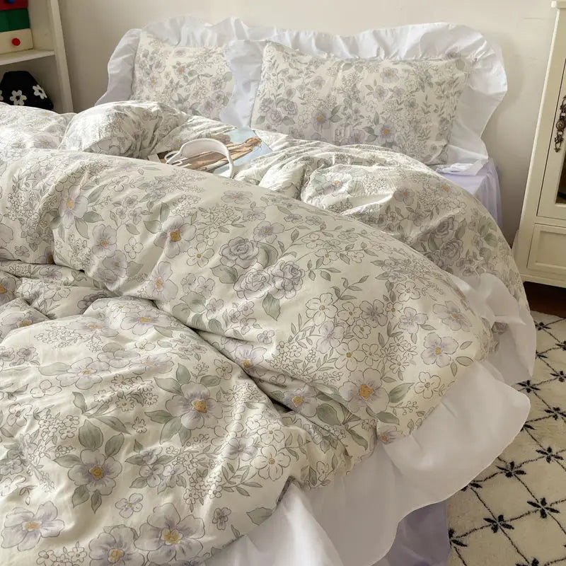 French Lace Printed Bedding Set by Afralia™ - Cozy Skin-Friendly Comfort for Adults and Kids