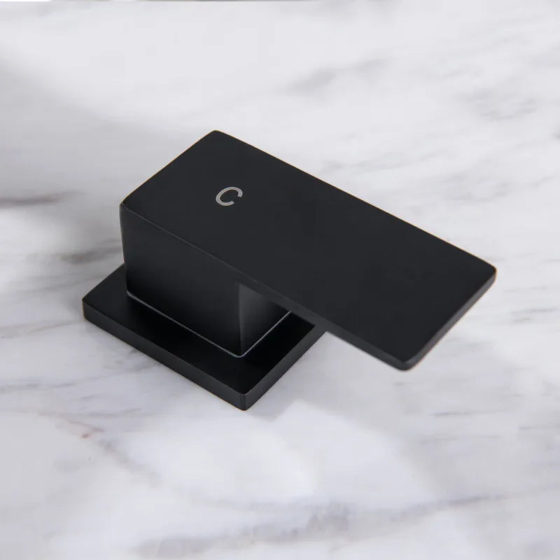 Afralia™ Gold Black Waterfall Bathroom Basin Faucet 3 Hole Hot Cold Water Tap