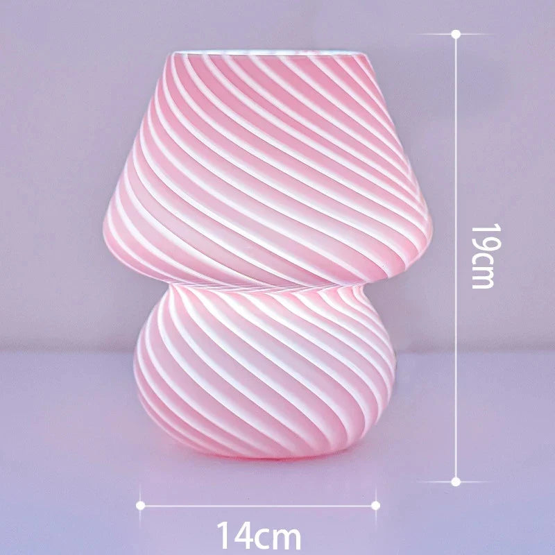 Afralia™ Striped Mushroom LED Table Lamp for Bedroom Decor