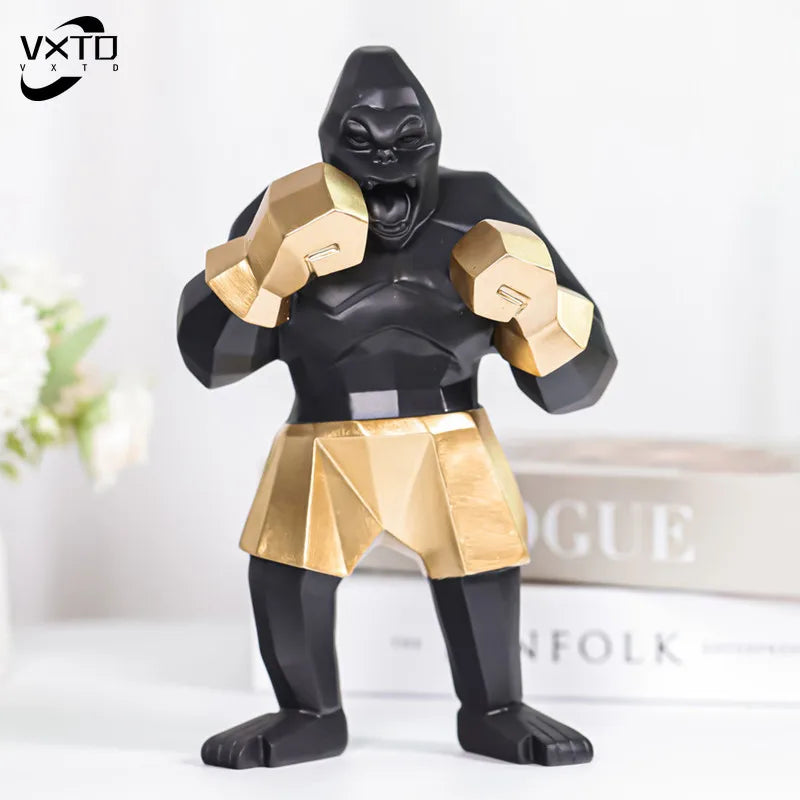 Afralia™ King Kong Gorilla Sculpture: Nordic Boxer Character Figurine for Desk Decor Craft Gift