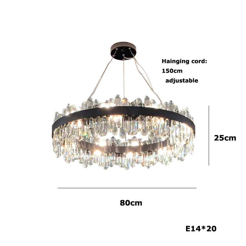 Afralia™ Black/Gold Crystal Chandelier | Modern Oval Round LED Ceiling Light