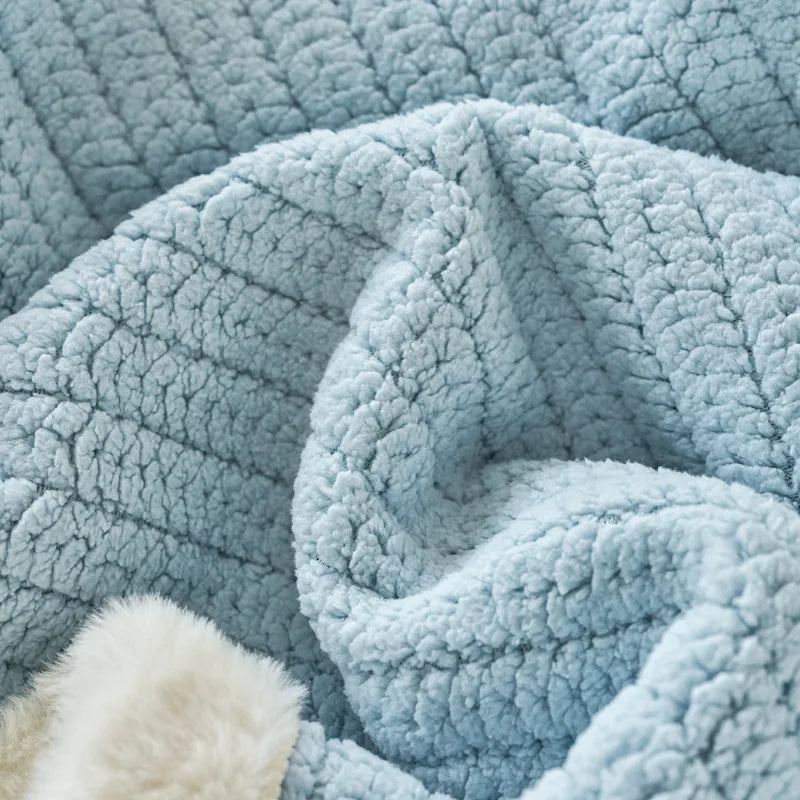 Afralia™ Cozy Faux Rabbit Fur Blanket, Soft Fluffy Quilt for Single, Anti-Static Warm Throw