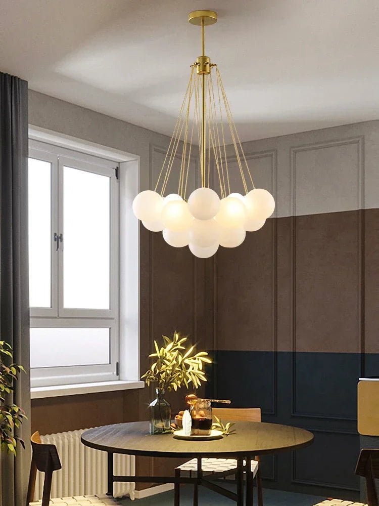 Afralia™ Scandinavian Bubble Glass Chandelier Pendant Light E27 Bulb
