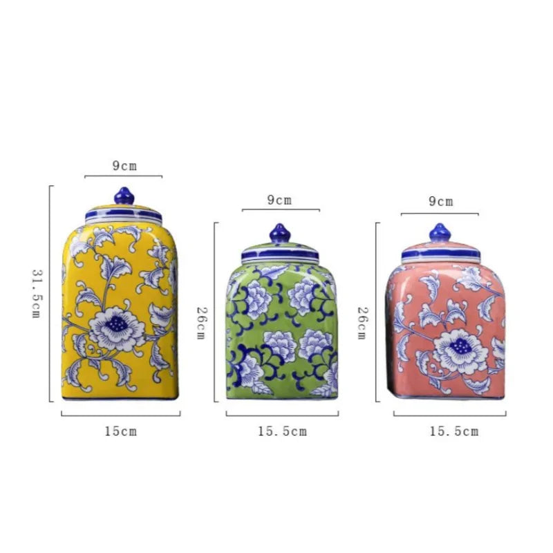 Afralia™ Blue White Porcelain General Jar Flower Vase Crafts Home Decor Jar
