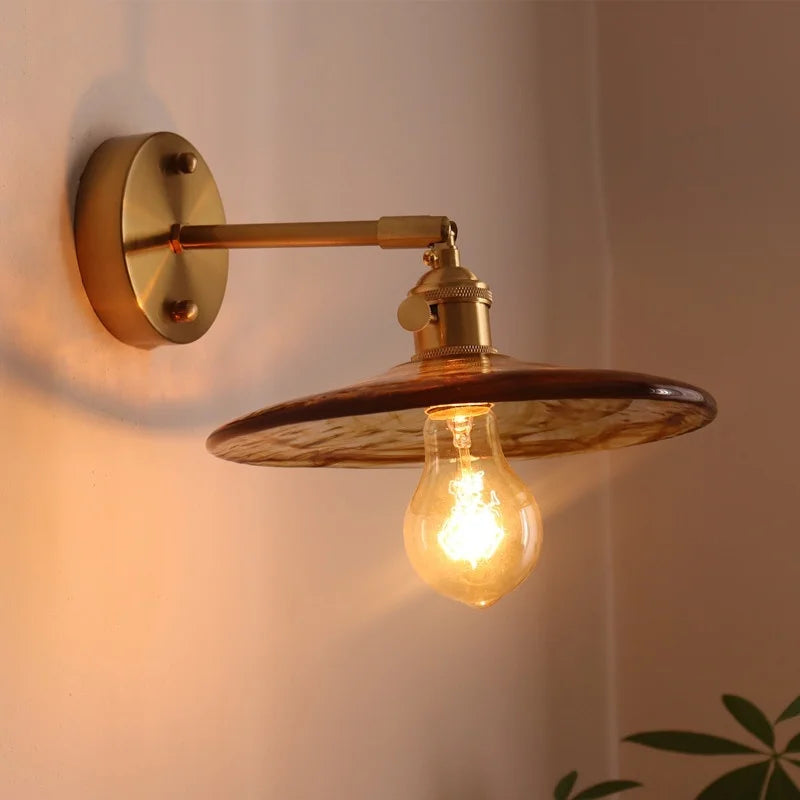 Afralia™ Glass Copper LED Wall Lights for Home Restaurant Living Room Bedroom