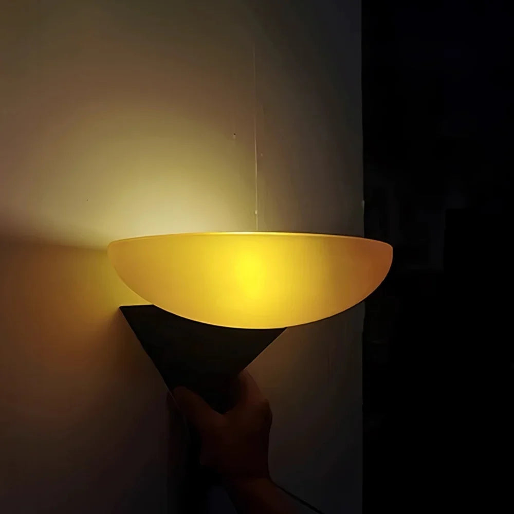 Afralia™ Modern Decor Glass Wall Lamp: Bauhaus Style Orange & White Lampshade