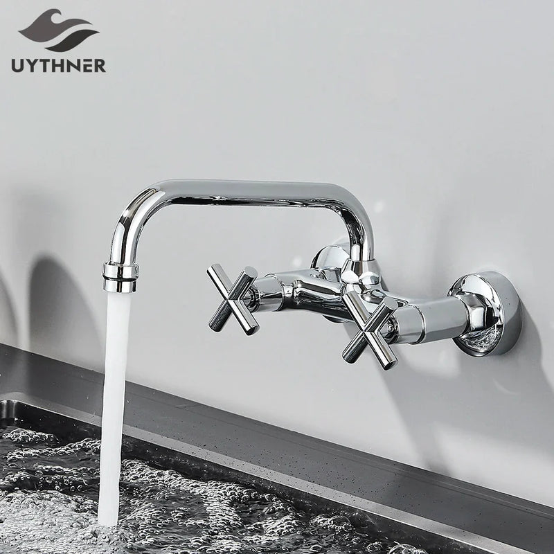 Afralia™ Swivel Spout Wall Mount Bathroom Faucet Mixer Tap for Vessel Wash Basin