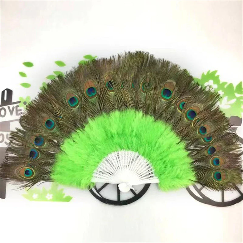 Afralia™ Peacock Feather Fan: Elegant Showgirl Dance Props & Wall Decor