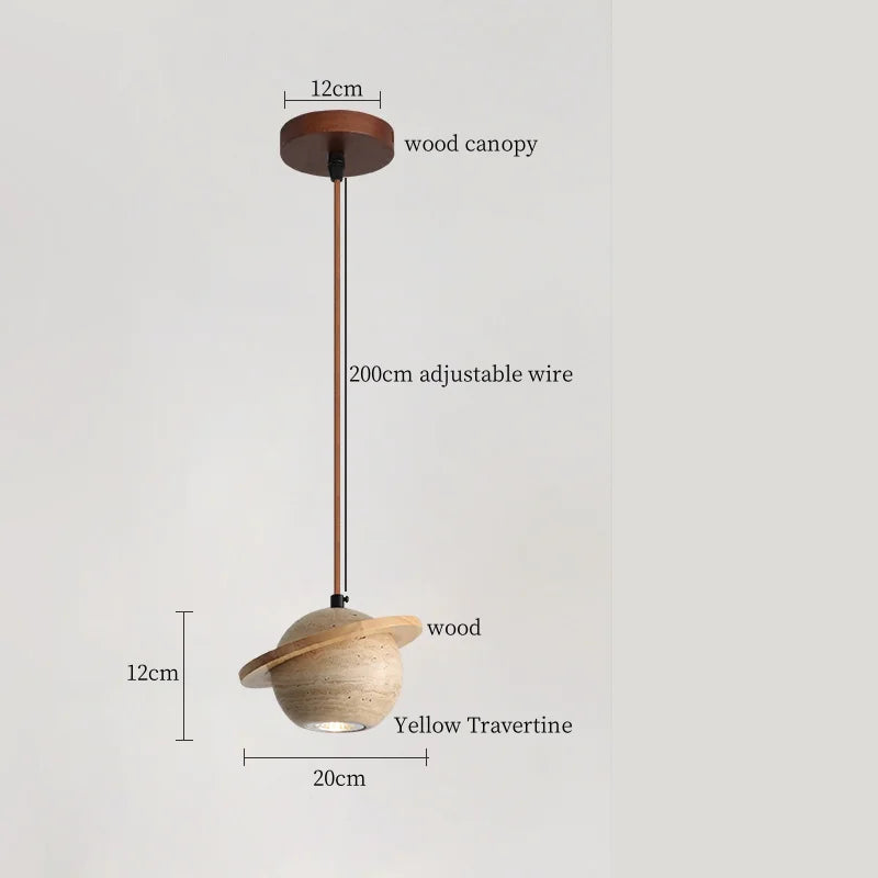 Afralia™ Yellow Travertine LED Pendant Lamps for Living Room Bedside Kitchen Decor