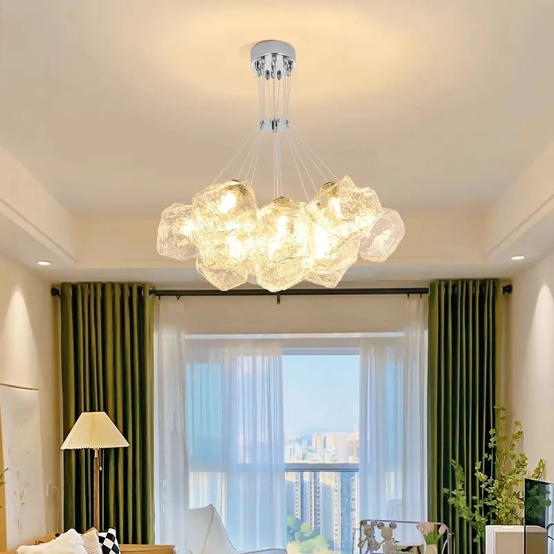 Afralia™ Iced Crystal Chandeliers: Nordic Milan LED Hanging Lights for Living Room