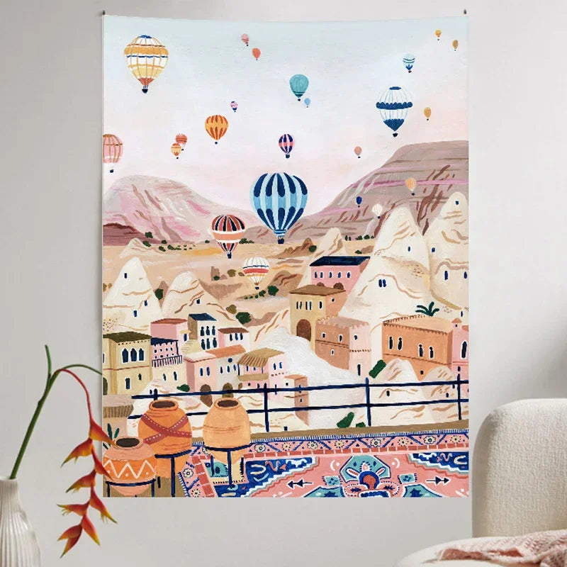 Afralia™ Travel Landscape Tapestry: Nordic Bedroom & Restaurant Wall Hanging Art
