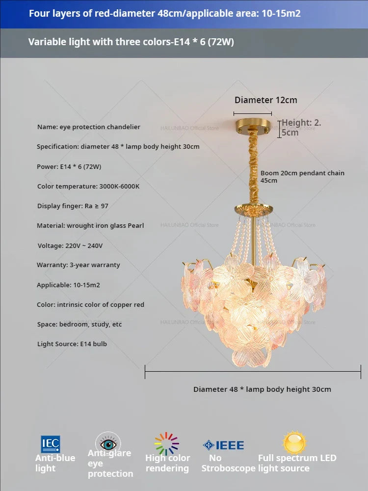 Afralia™ Glass Flower Princess Room LightLux Postmodern French Cream Wind Lamp