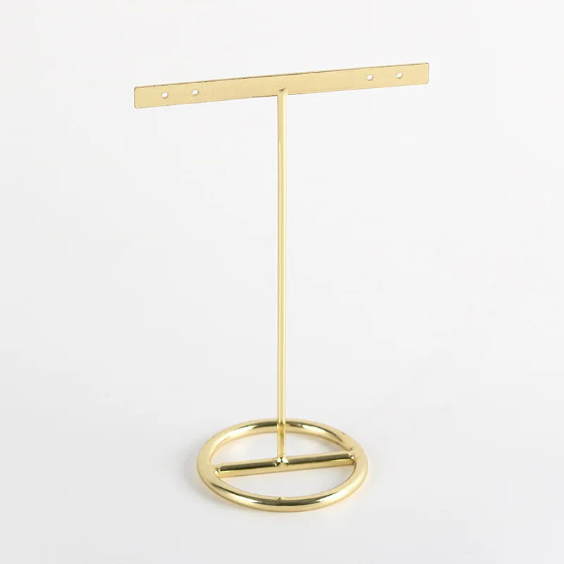 Afralia™ Golden Geometric Jewelry Display Rack - Desktop Storage & Home Decoration