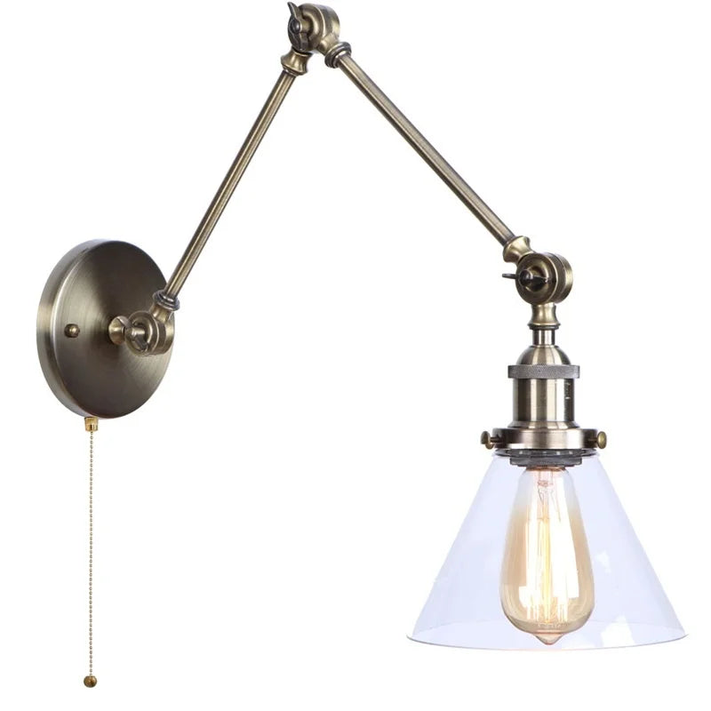 Afralia™ Loft LED Industrial Swing Arm Lamp with Clear Glass Mirror Light