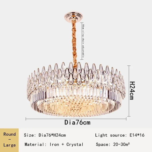 Afralia™ Water Drop Crystal Chandelier Wrought Iron Pendant Lamp Home Decor Lustre Hanglamp