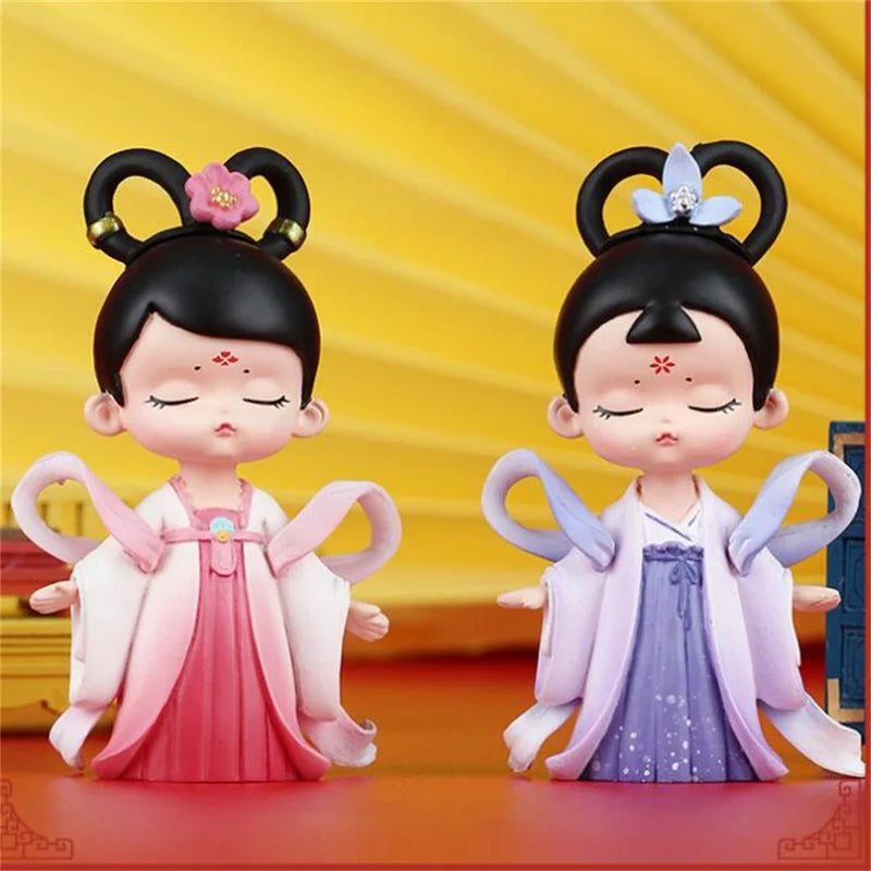 Afralia™ Chinese Hanfu Court Princess Resin Statue Ornament for Bookshelf Decor