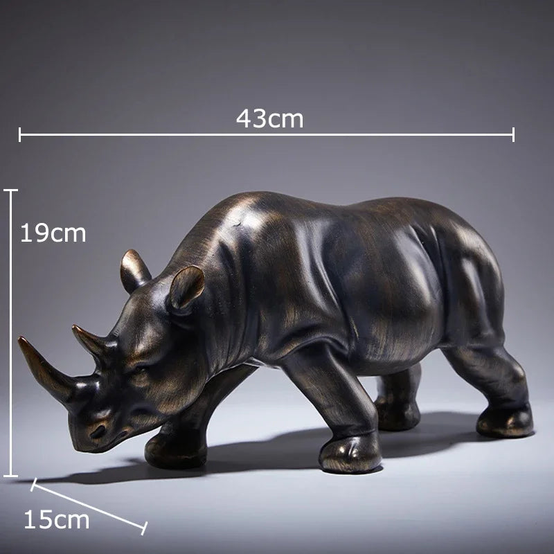 Afralia™ Rhino Sculpture Desk Decoration Resin Crafts Large Ornaments Room Decor