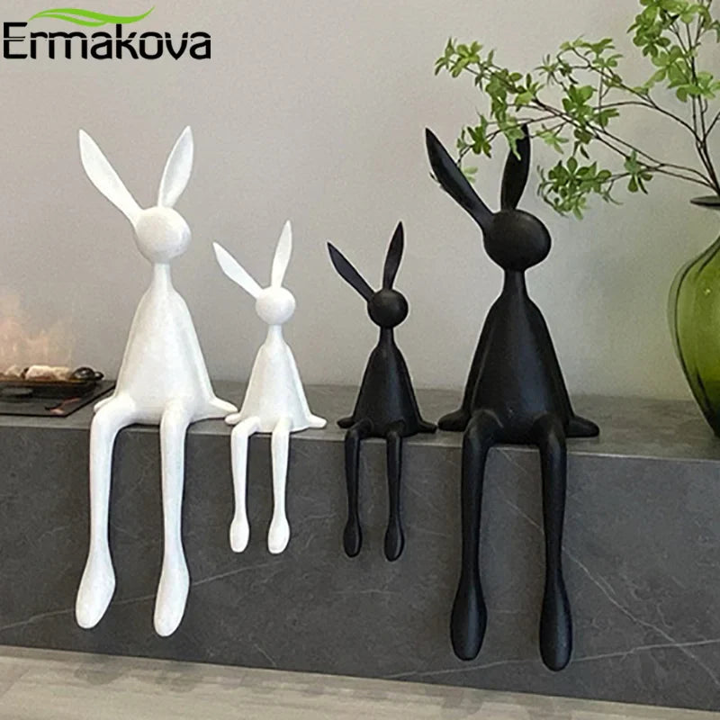 Afralia™ Rabbit Art Sculpture Abstract Figurine Nordic Home Decor Christmas Gift