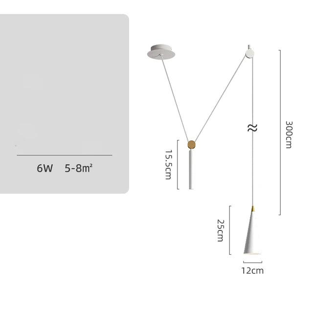 Afralia™ Linear Art Deco Style Pulley Pendant Lamp for Home Interior