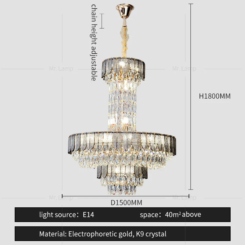 Afralia™ Crystal Chandelier: Postmodern Multi-layer Luxury for Living Room, Hotel Lobby, and Villa