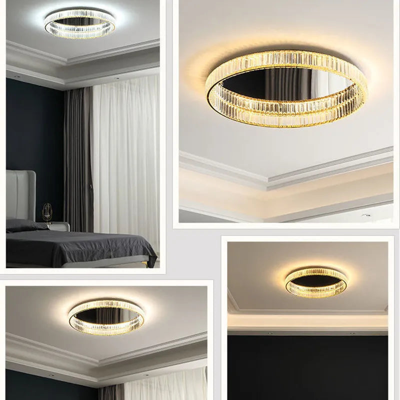 Afralia™ Modern Crystal LED Ceiling Chandelier for Living Room and Dining Room