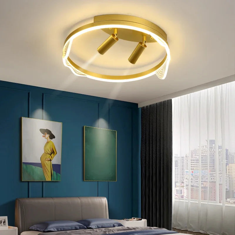 Afralia™ Gold LED Ceiling Lights Remote Control Dimmable Living Room Kitchen Lighting