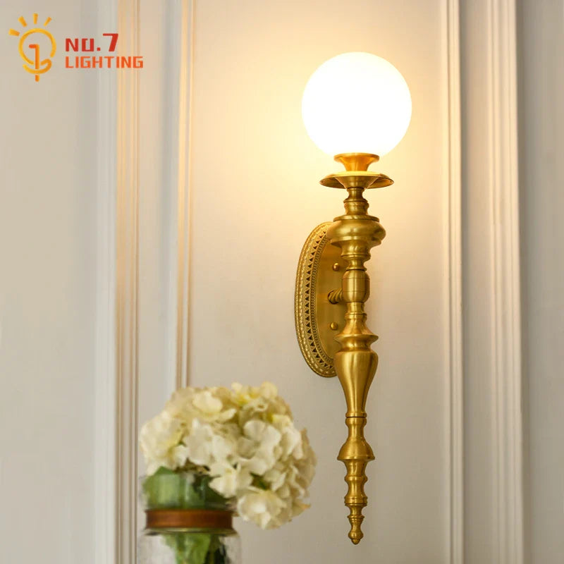Afralia™ Medieval Copper Wall Lamp LED G9 Gold Lustre Vintage for Bedroom Living Room