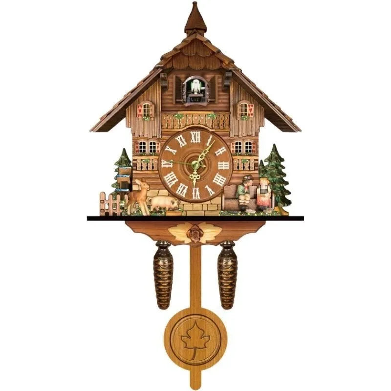 Afralia™ Wooden Cuckoo Clock: Handmade Traditional Wall Clock for Home Decor