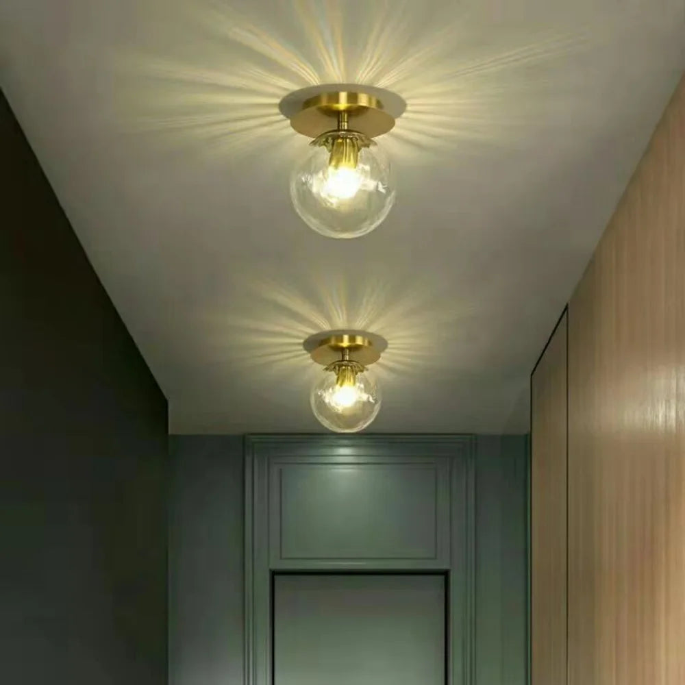 Afralia™ Gold Ball Glass Ceiling Lamp: Modern Nordic Living Room Lights for Loft Decor