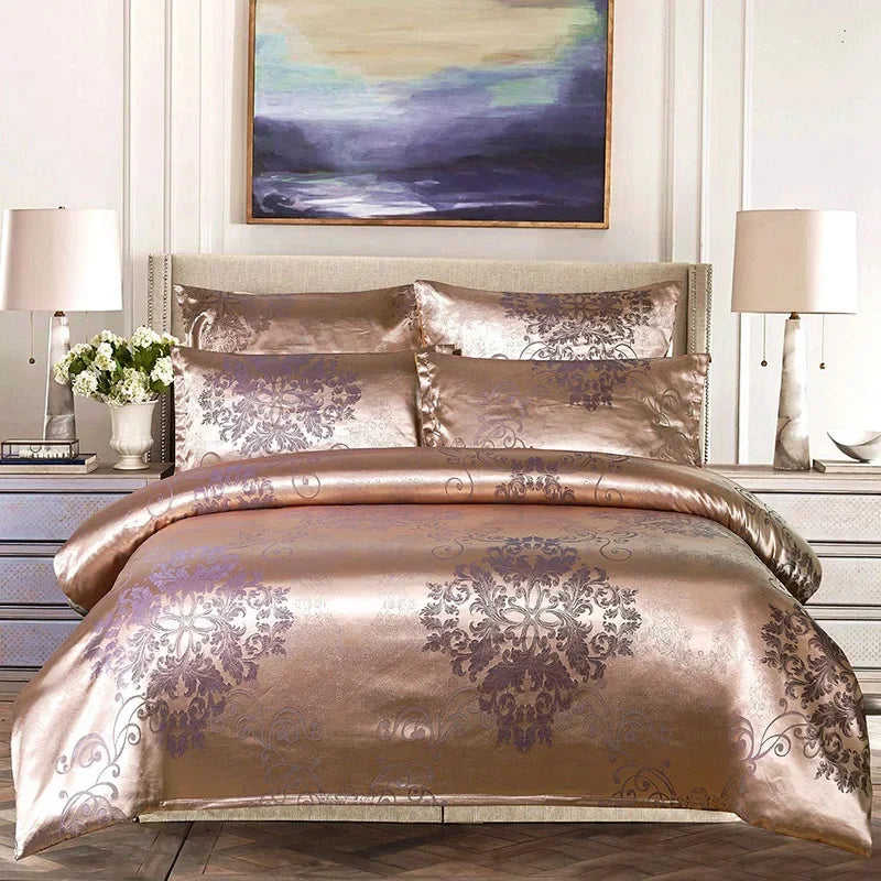 Afralia™ European Satin Jacquard Duvet Cover Set: High Quality, Skin-Friendly Summer Bedding Kit
