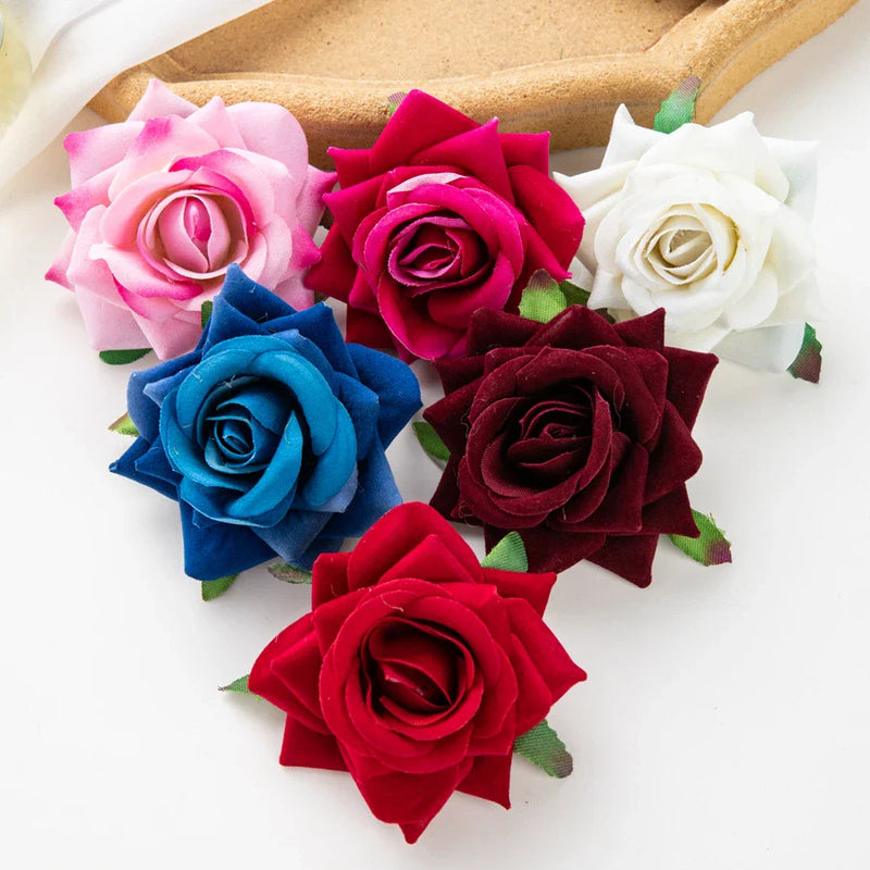 Afralia™ Red Flannel Curled Roses - Pack of 100 Artificial Flowers for Scrapbook and Decor