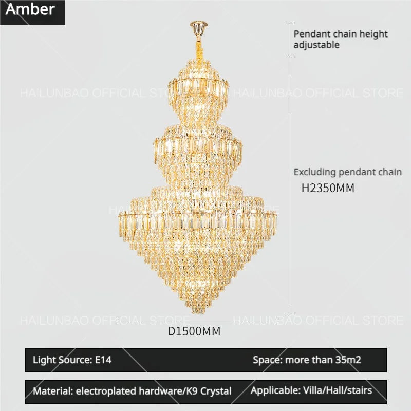 Afralia™ Sparkle Spiral Staircase Chandelier - Modern High Living Room Crystal Light