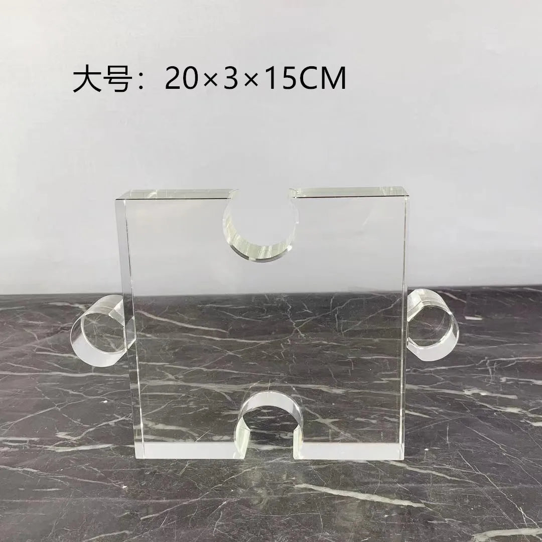 Afralia™ Crystal Geometric Puzzle Glass Sculpture Home Decor Figurine