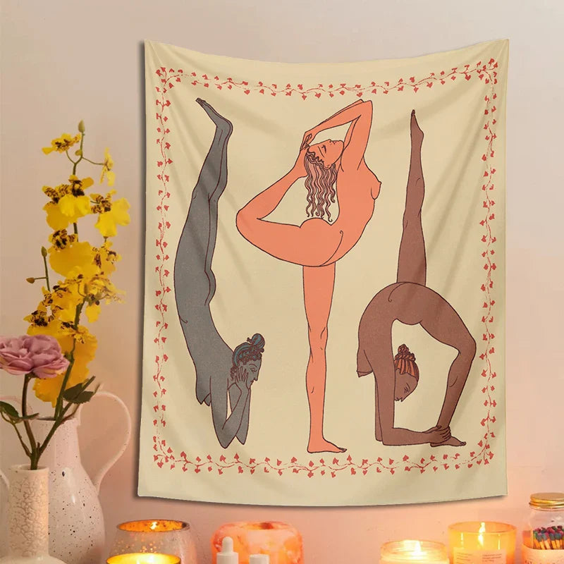 Afralia™ Yoga Girl Tapestry: Psychedelic Wall Art for Boho Decor and Meditation